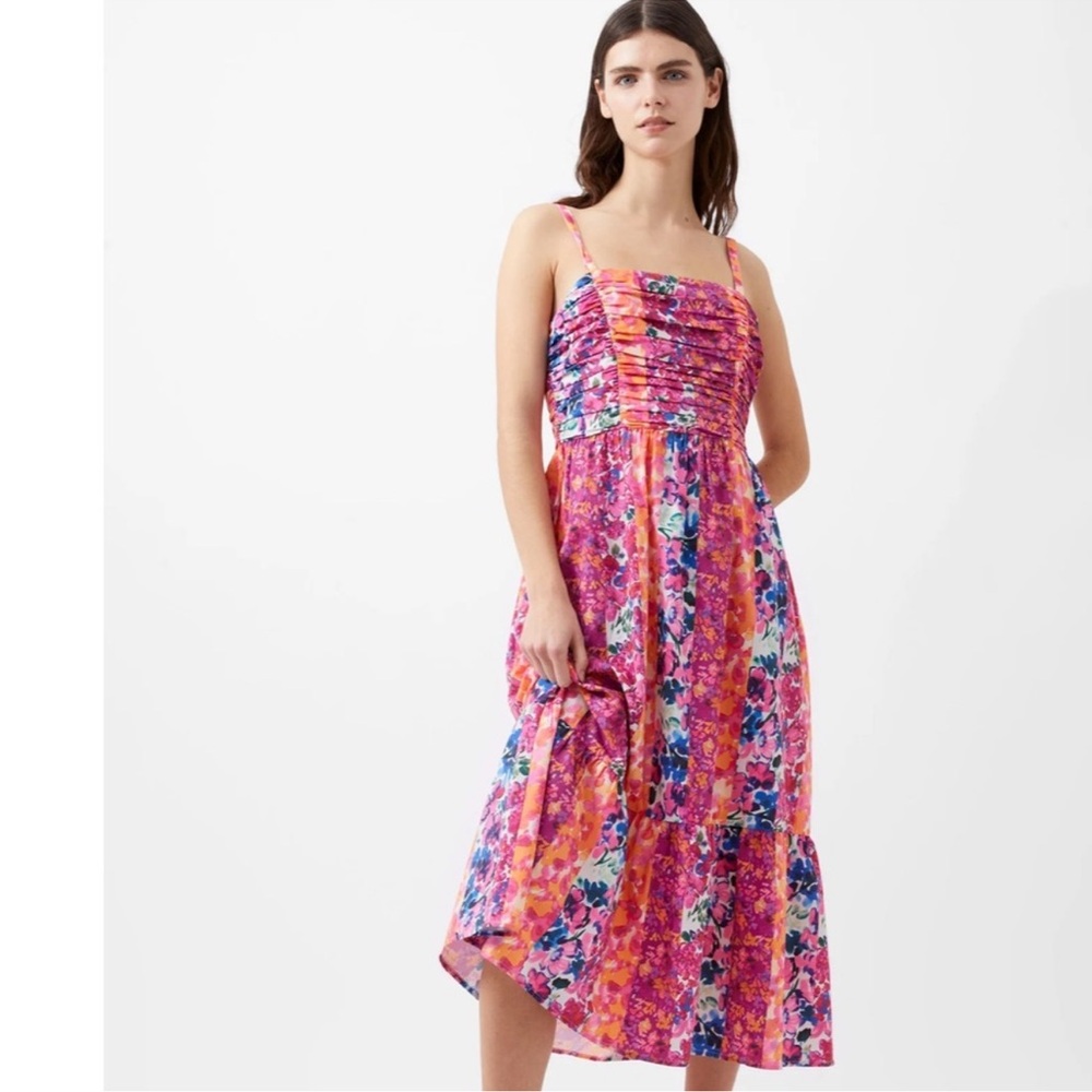 French Connection Pink and Purple Floral Midi Dress